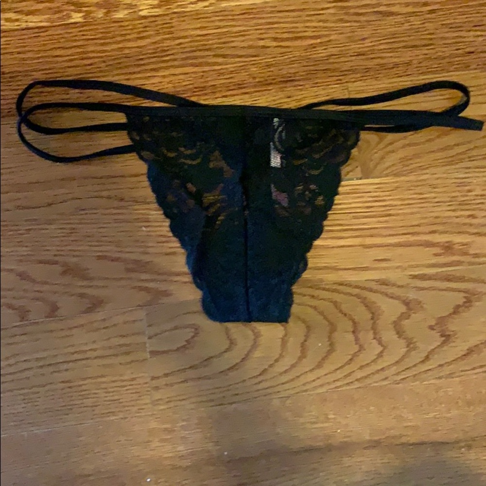 Black lacy thong
